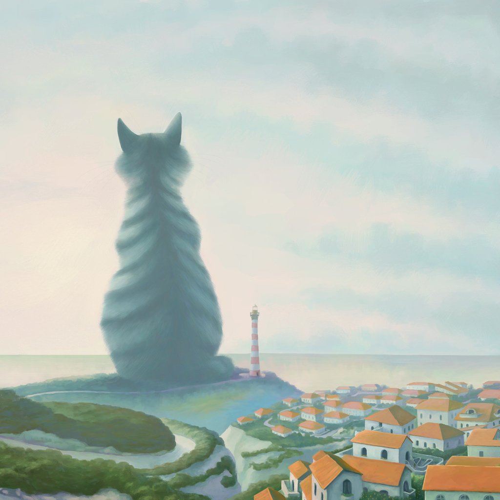 Обои кот, маяк, город, великан, cat, lighthouse, the city, giant разрешение 1920x1200 Загрузить