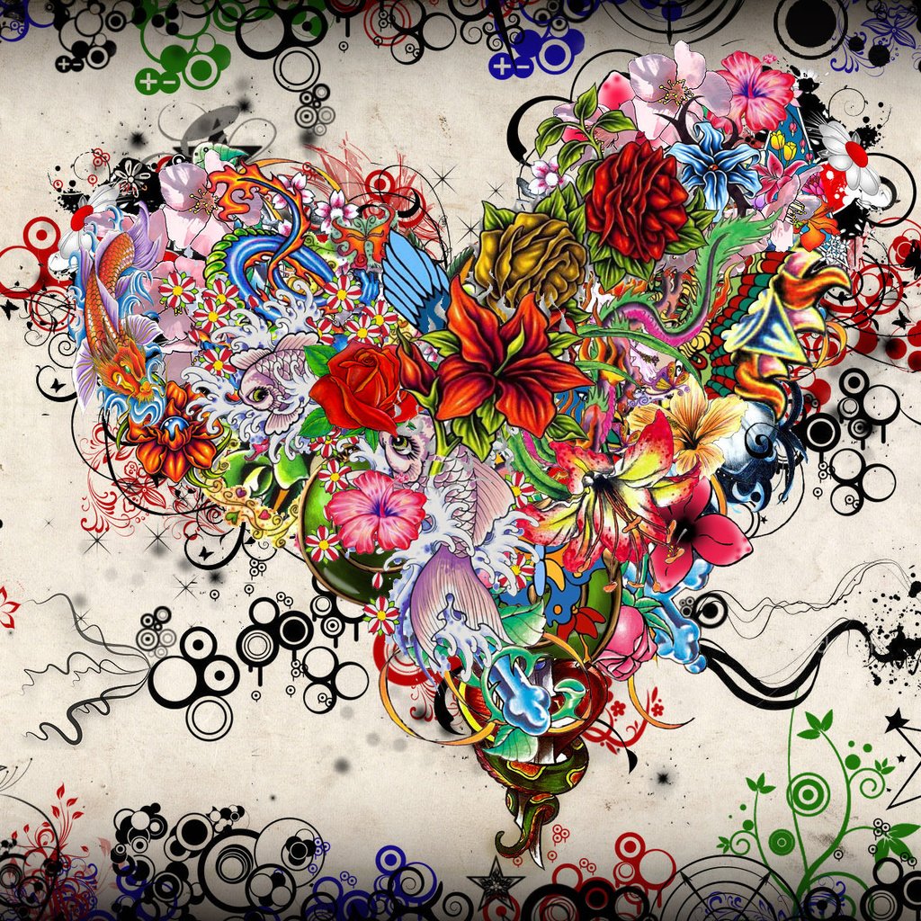 Обои цветы, звезды, сердце, эмоции, красочно, flowers, stars, heart, emotions, colorful разрешение 1920x1200 Загрузить