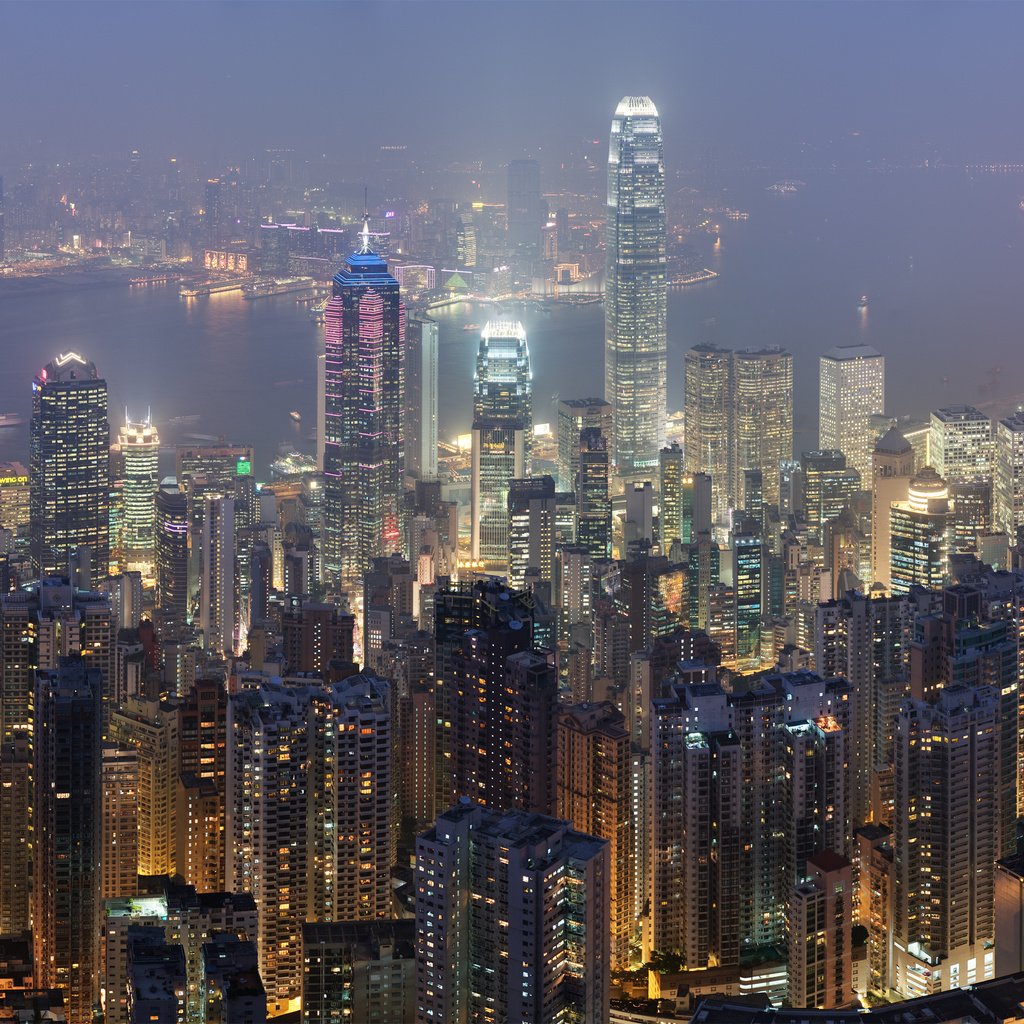 Обои пейзаж, небоскребы, гонконг, landscape, skyscrapers, hong kong разрешение 4250x1844 Загрузить