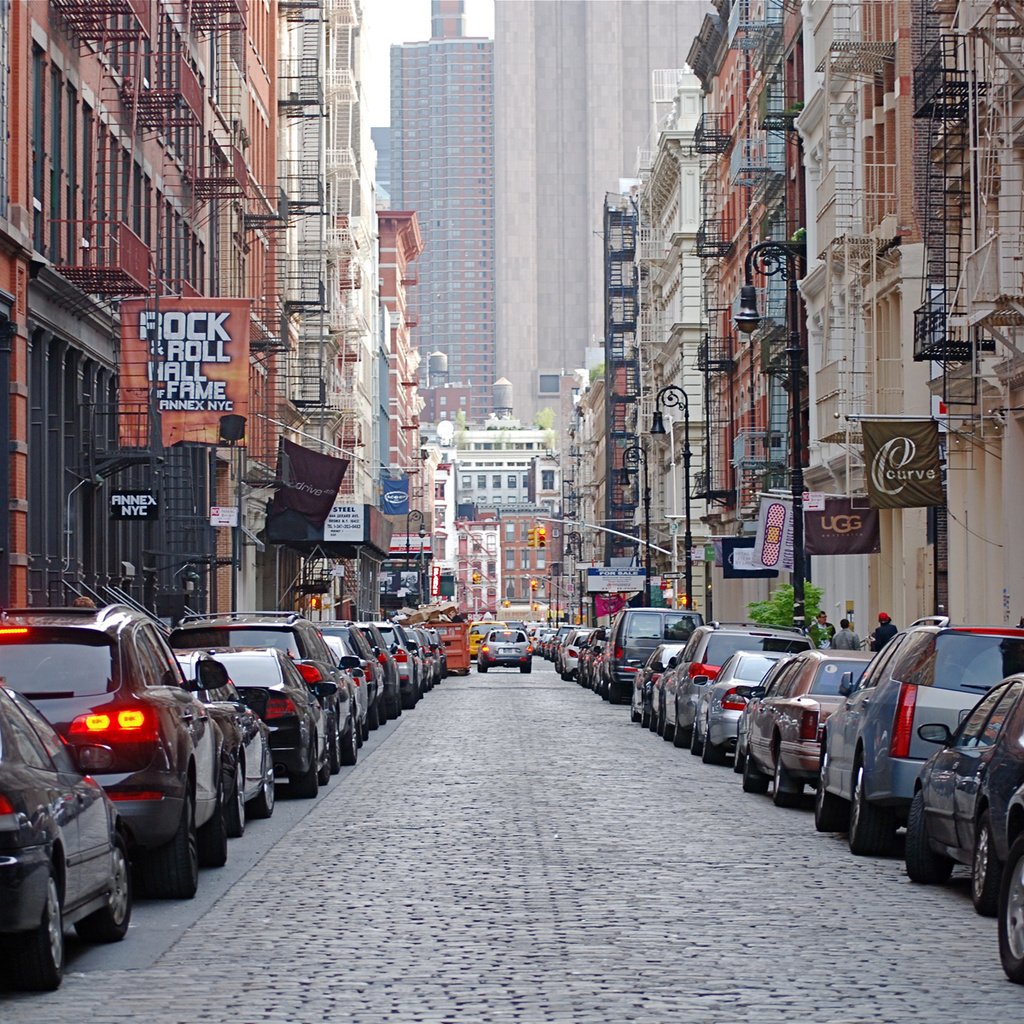 Обои улица, машины, здания, mercer street, soho, new york city, street, machine, building разрешение 1920x1200 Загрузить