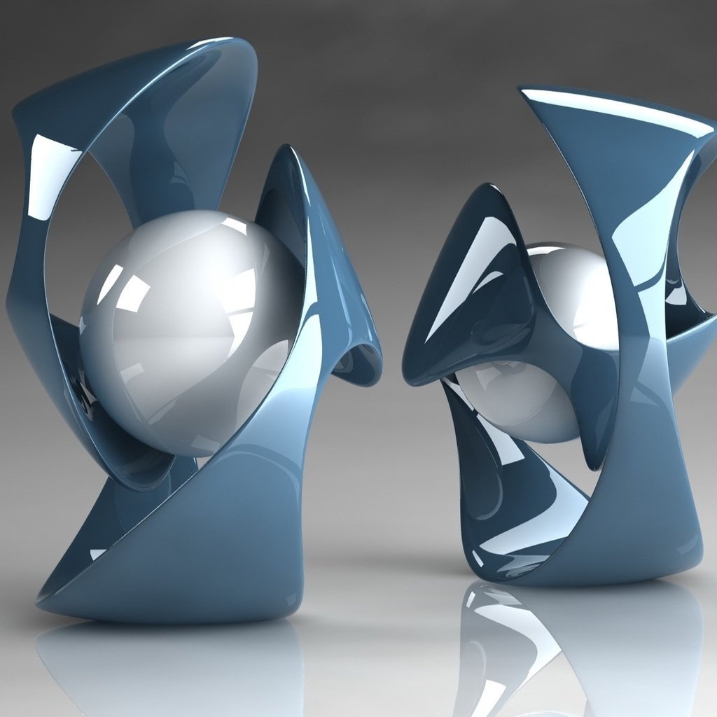 Обои синий, 3д, форма, белый, графика, шар, стекло, фигура, завитушка, blue, 3d, form, white, graphics, ball, glass, figure, twirl разрешение 1920x1200 Загрузить