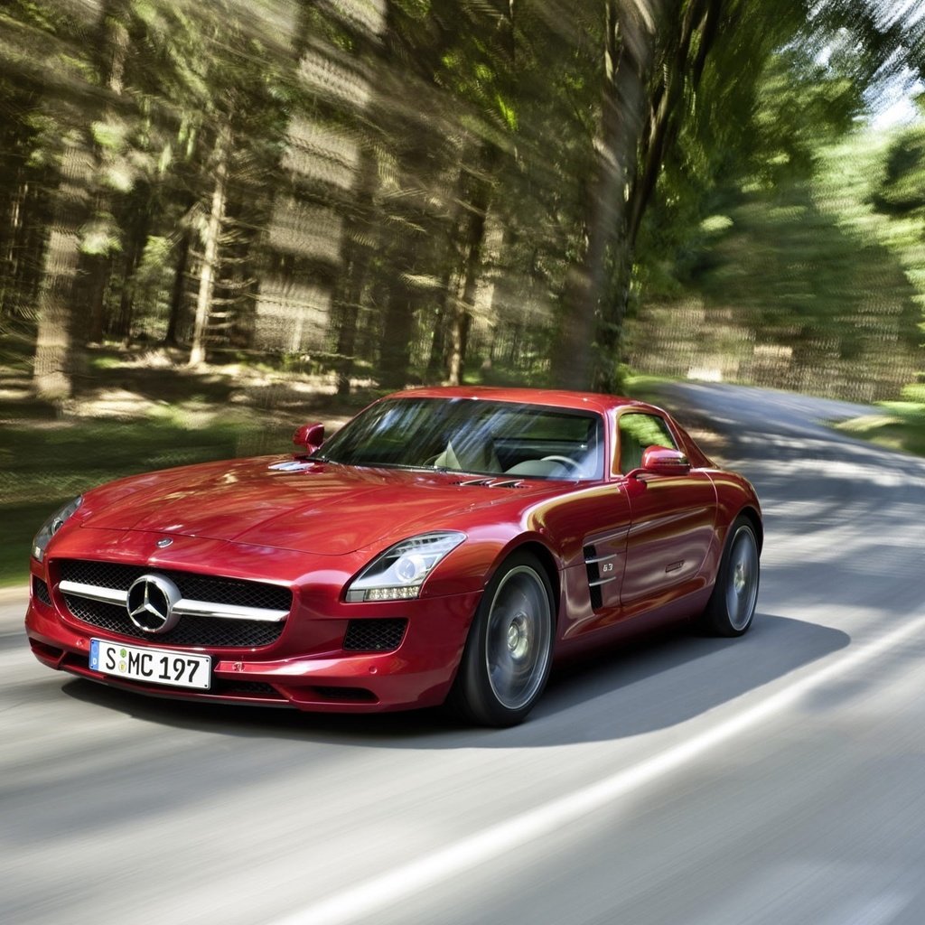 Обои красный, скорость, слс амг, мерс, бенц, red, speed, sls amg, mercedes, benz разрешение 1920x1200 Загрузить