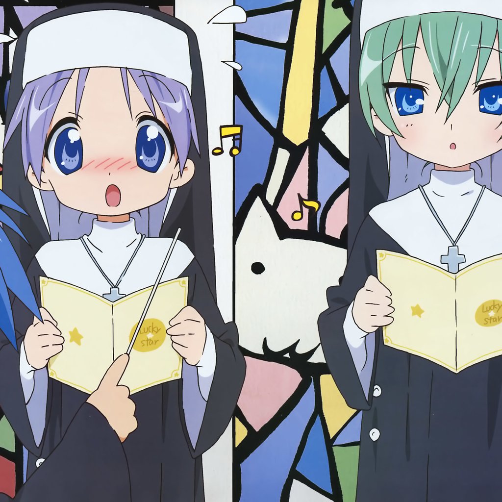 Обои lucky star, izumi konata, hiiragi tsukasa разрешение 7103x2313 Загрузить