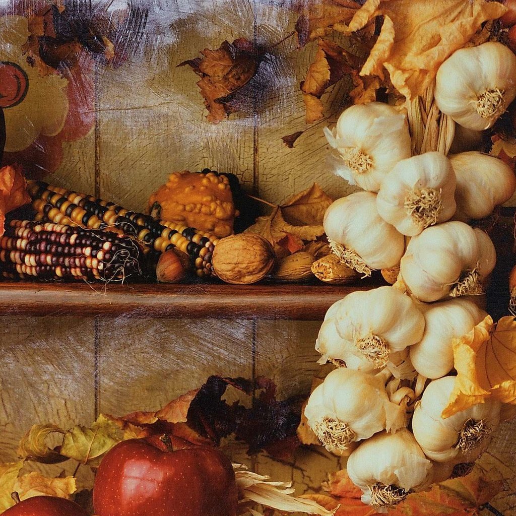 Обои орехи, чеснок, яблоки, осень, лук, кукуруза, урожай, овощи, натюрморт, nuts, garlic, apples, autumn, bow, corn, harvest, vegetables, still life разрешение 1920x1200 Загрузить