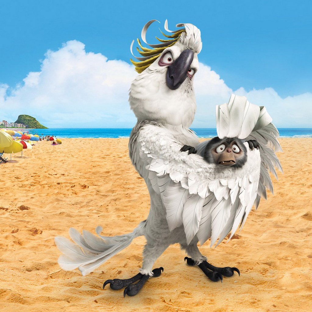 Обои пляж, мультфильм, попугай, рио, обезьянка, beach, cartoon, parrot, rio, monkey разрешение 1920x1200 Загрузить