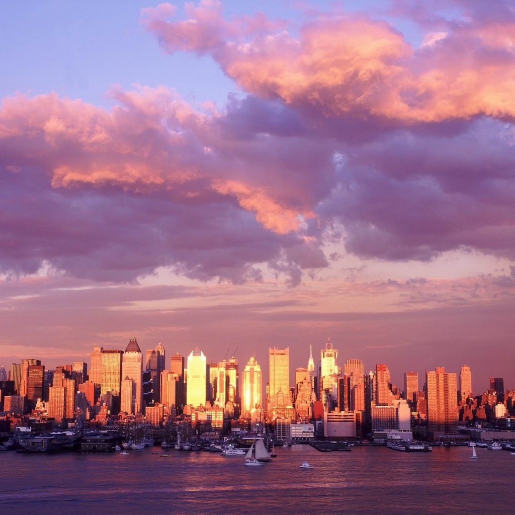 Обои облака, панорама, город, манхеттен, clouds, panorama, the city, manhattan разрешение 4096x1350 Загрузить