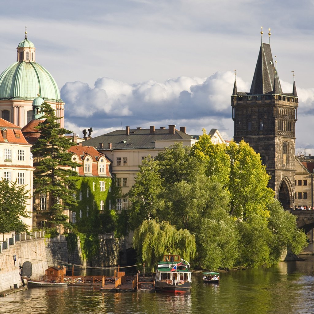 Обои река, прага, чехия, старый город, river, prague, czech republic, old town разрешение 1920x1080 Загрузить