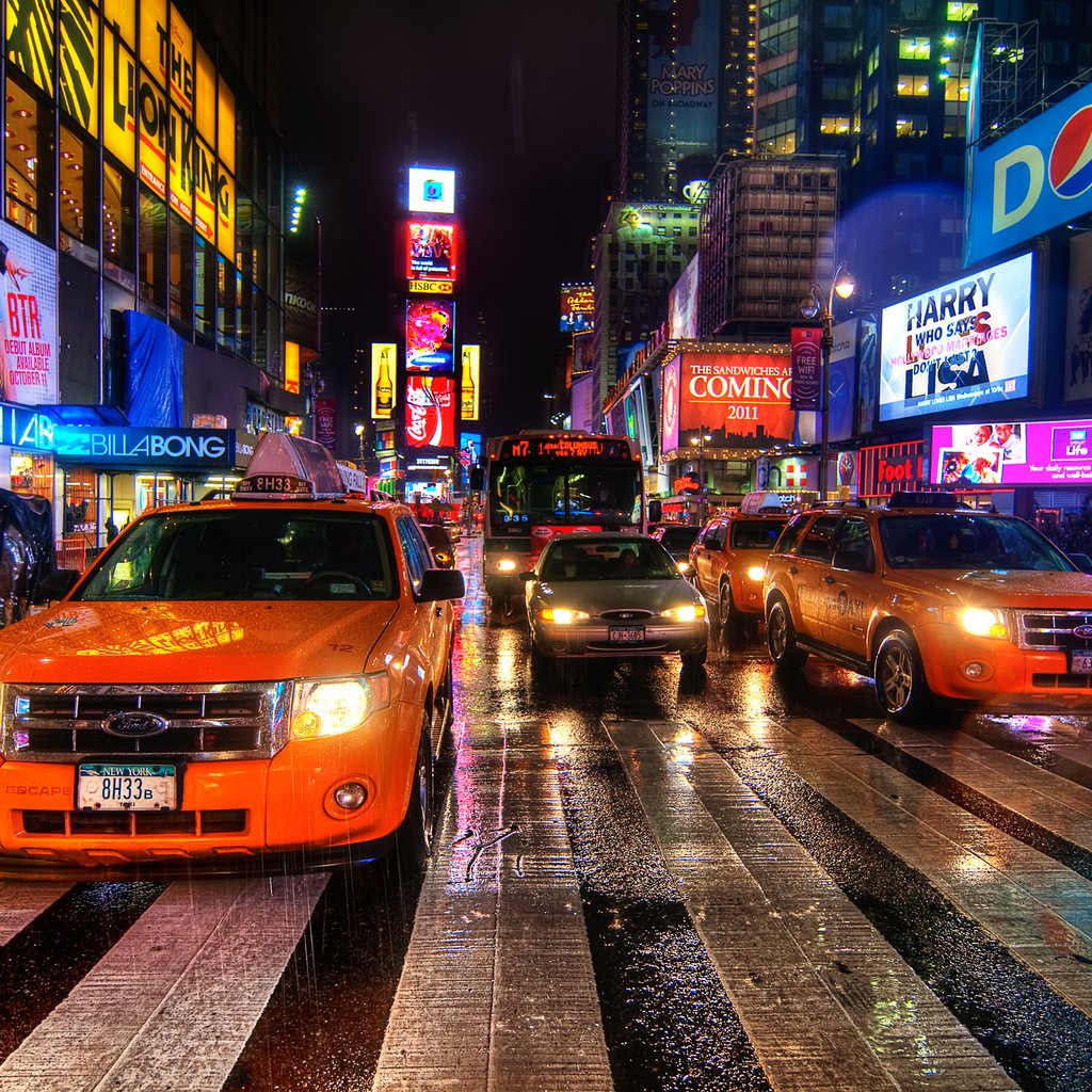 Обои ночь, улица, нью-йорк, такси, night, street, new york, taxi разрешение 2560x1600 Загрузить