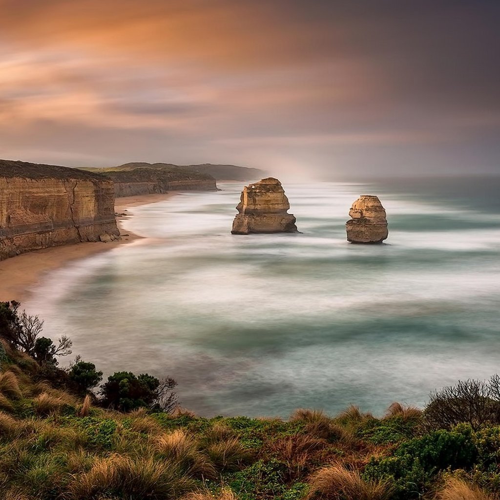 Обои закат, пейзаж, побережье, австралия, sunset, landscape, coast, australia разрешение 1920x1080 Загрузить