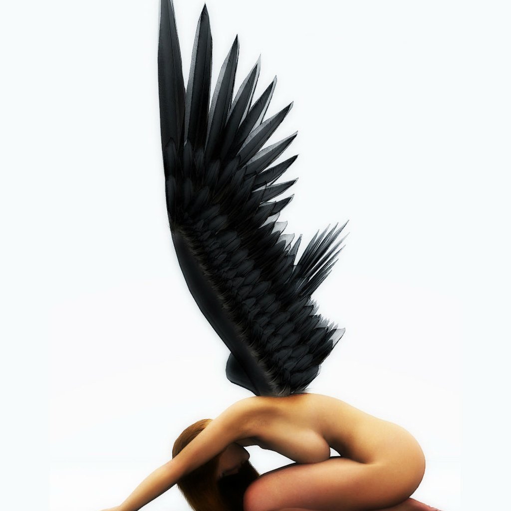 Обои крылья, графика, рендеринг, ангел, падший, чёрные, 3д, wings, graphics, rendering, angel, fallen, black, 3d разрешение 1920x1080 Загрузить