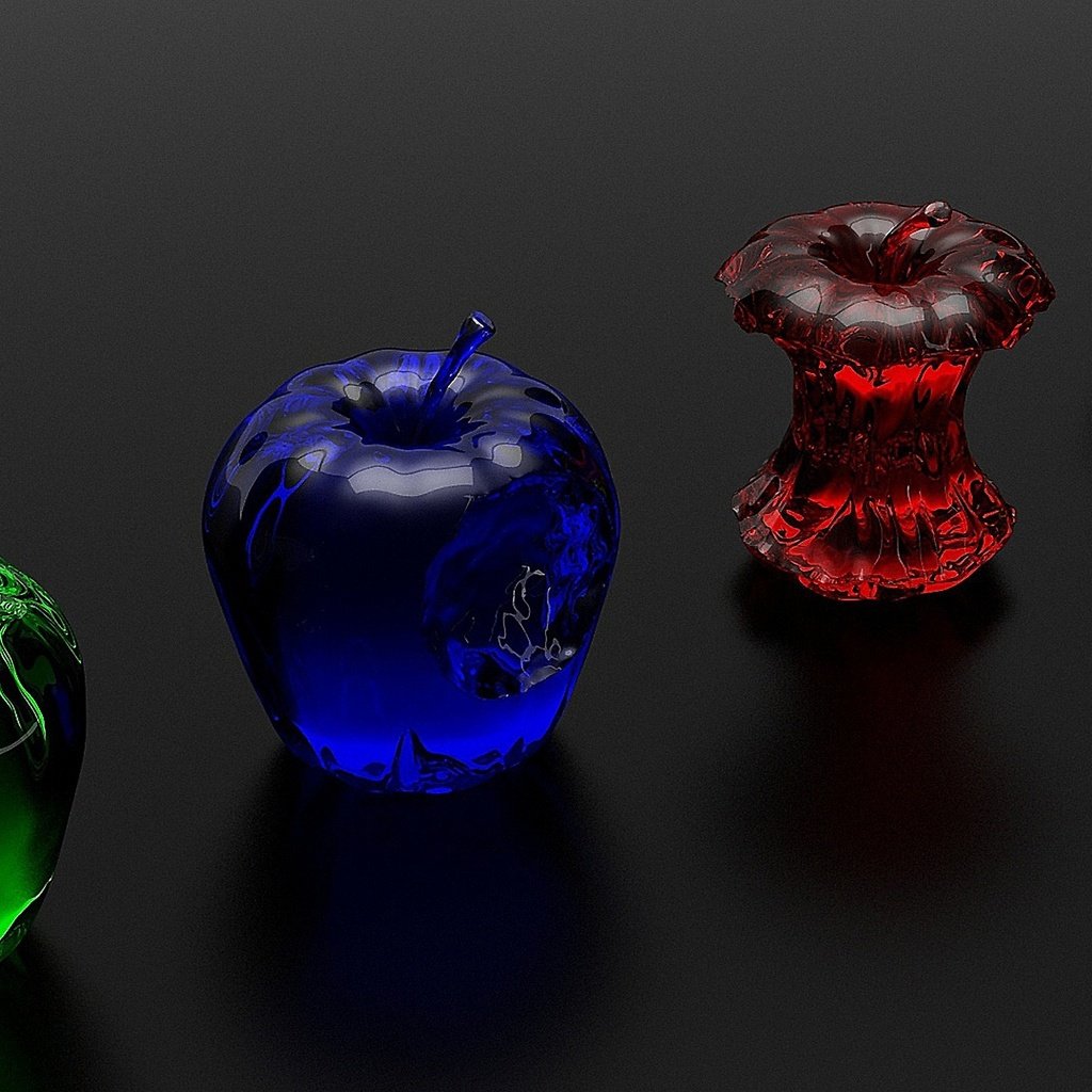 Обои разноцветные яблоки из стекла, colourful apples of glass разрешение 2560x1440 Загрузить