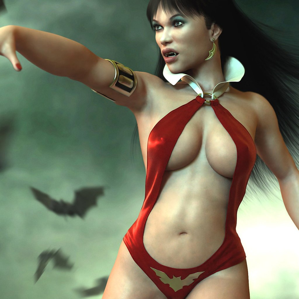 Обои девушка, туман, клыки, вампир, vampirella, летучие мыши, girl, fog, fangs, vampire, bats разрешение 1920x1200 Загрузить