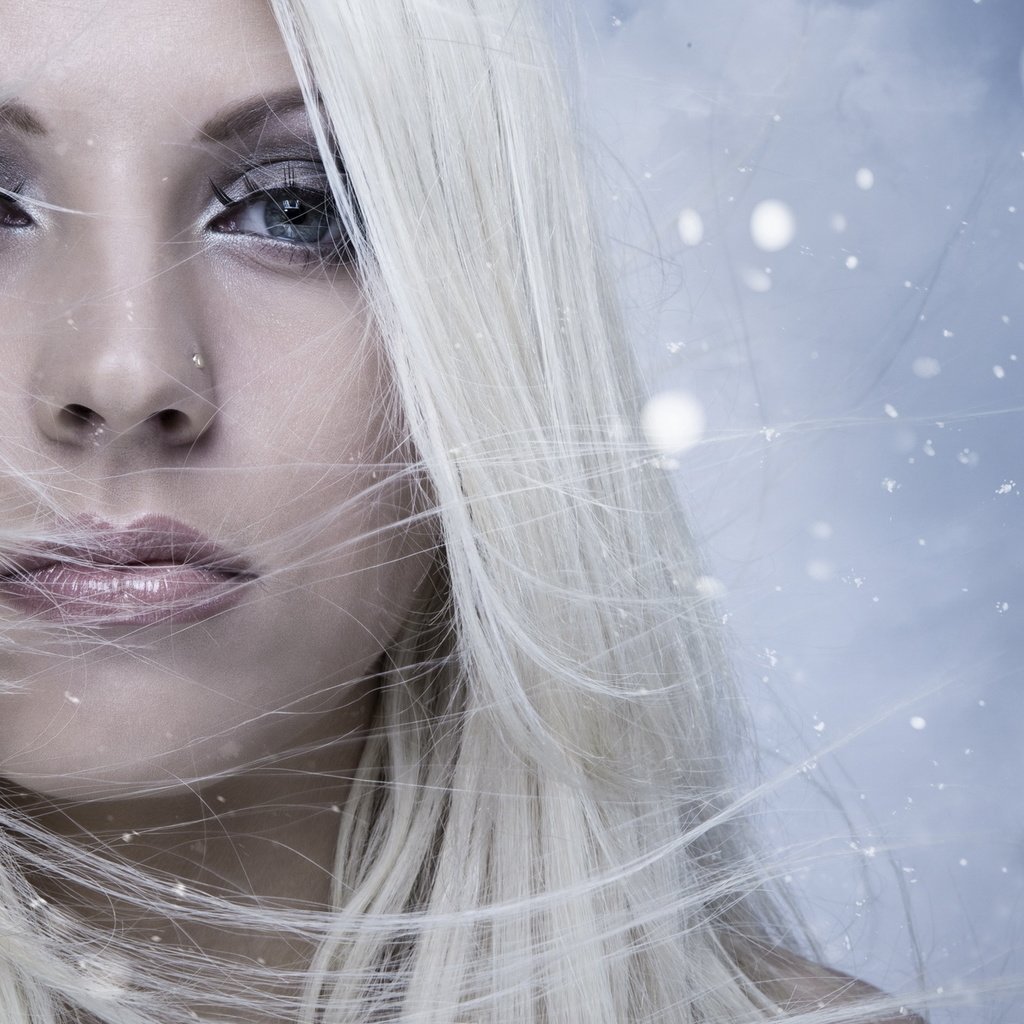 Обои снежинки, взгляд, блондика, snowflakes, look, the blonde разрешение 1920x1200 Загрузить