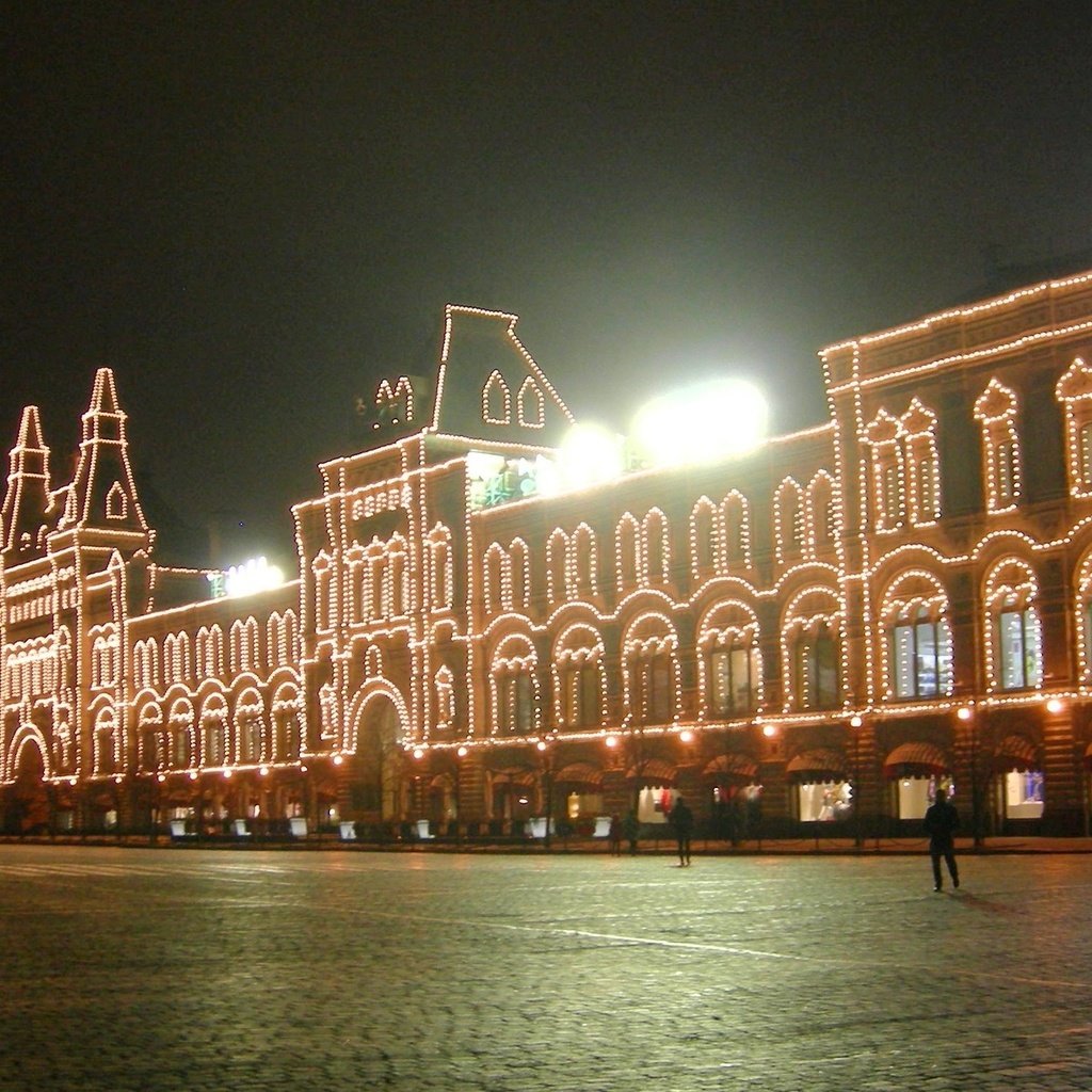 Обои ночь, москва, красная площадь, гум, night, moscow, red square, gum разрешение 1920x1200 Загрузить