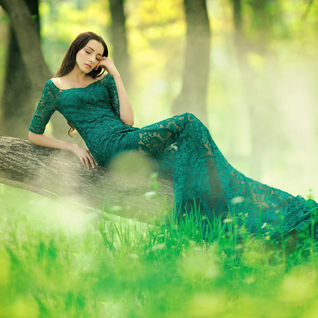 Обои зелень, лес, девушка, платье, rafa, в зелёном, greens, forest, girl, dress, in green разрешение 1920x1280 Загрузить