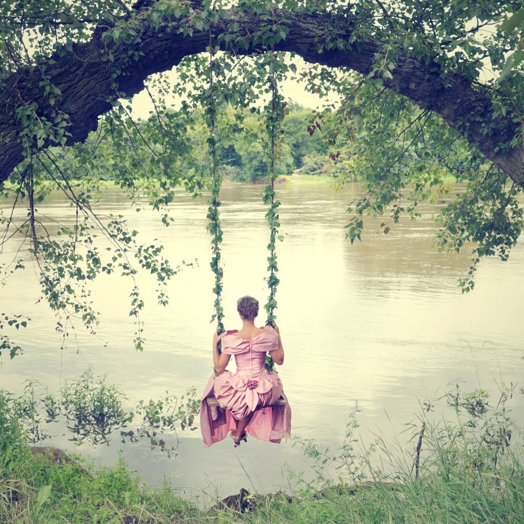 Обои река, природа, девушка, настроение, платье, качели, river, nature, girl, mood, dress, swing разрешение 2902x1928 Загрузить