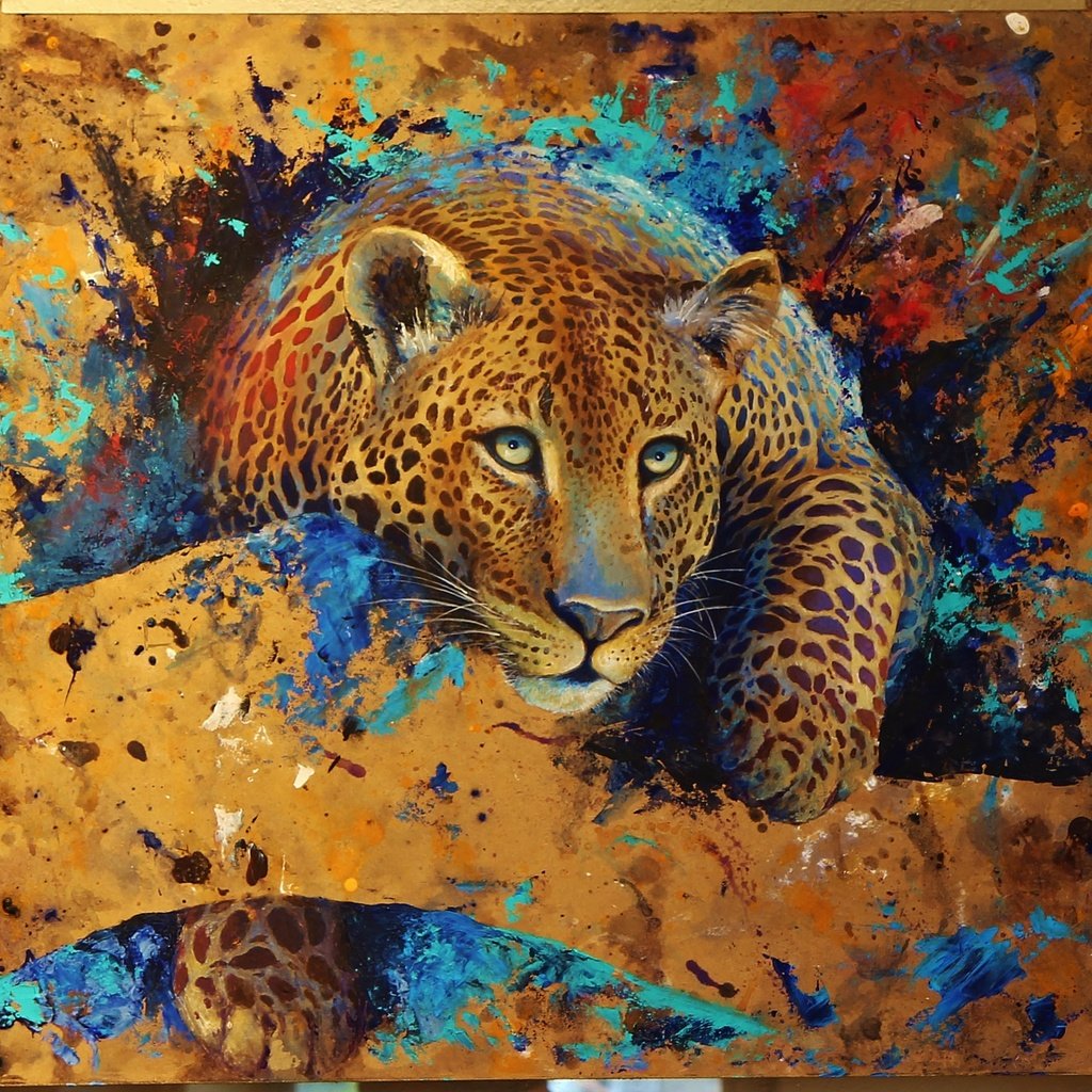 Обои арт, леопард, зверь, art, leopard, beast разрешение 3049x2123 Загрузить