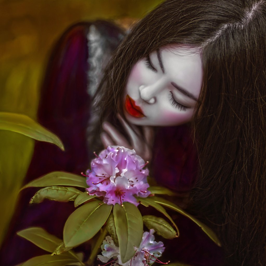 Обои арт, девушка, цвет, фантазия, макияж, agnieszka lorek, lillian liu, art, girl, color, fantasy, makeup разрешение 2048x1434 Загрузить