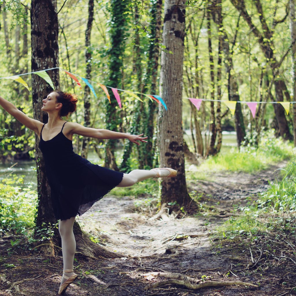 Обои лес, девушка, танец, флажки, forest, girl, dance, flags разрешение 4592x3056 Загрузить