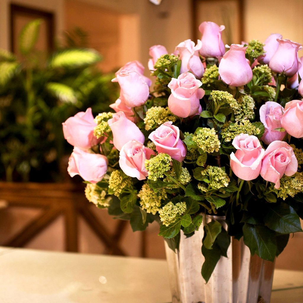 Обои цветы, розы, букет, розовые, ваза, роз, flowers, roses, bouquet, pink, vase разрешение 3025x2000 Загрузить