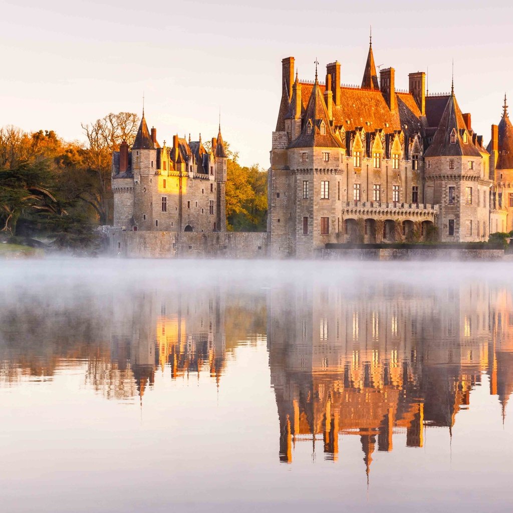 Обои озеро, отражение, замок, франция, château de la bretesche, миссийак, lake, reflection, castle, france, missillac разрешение 4787x3191 Загрузить