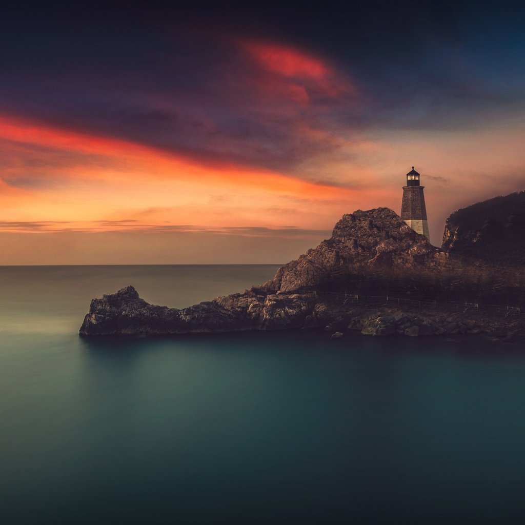 Обои природа, закат, море, маяк, nature, sunset, sea, lighthouse разрешение 5644x3253 Загрузить