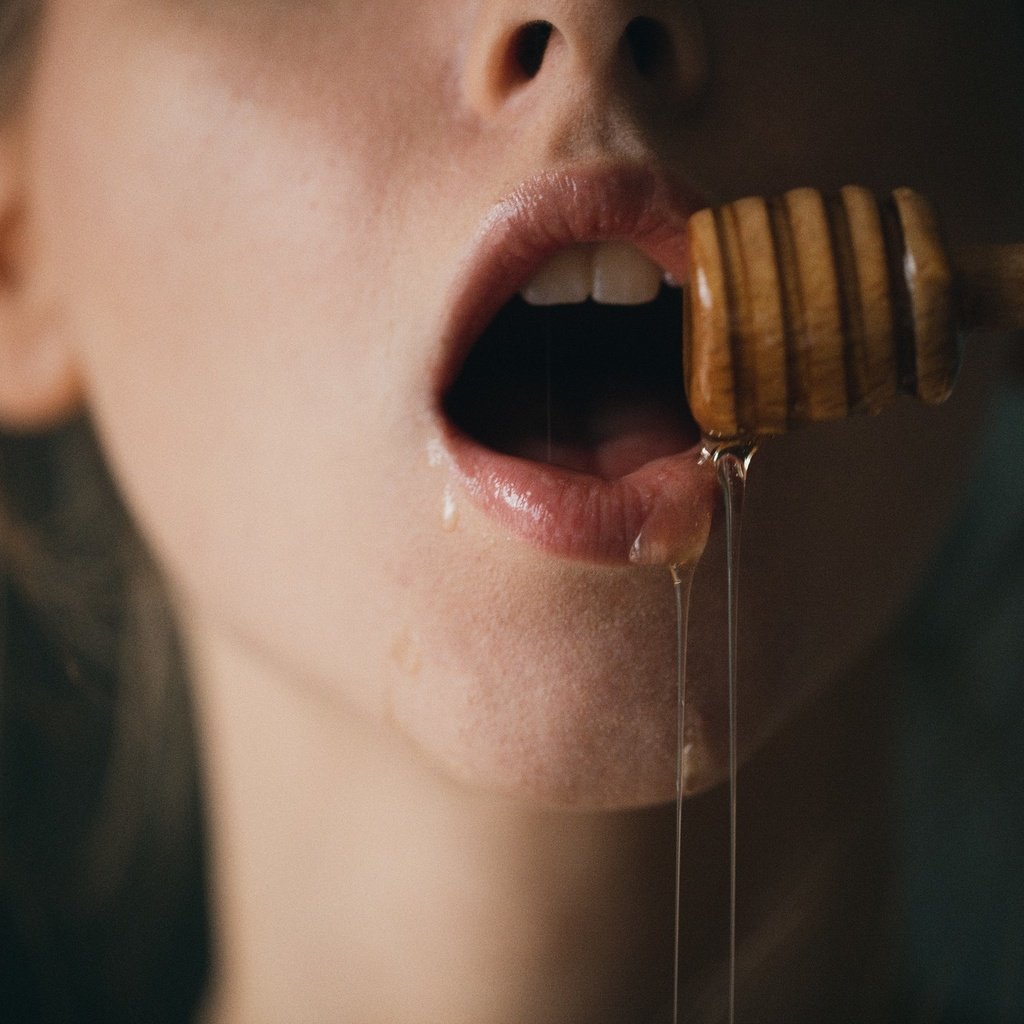 Обои девушка, еда, губы, лицо, мед, girl, food, lips, face, honey разрешение 2048x1365 Загрузить