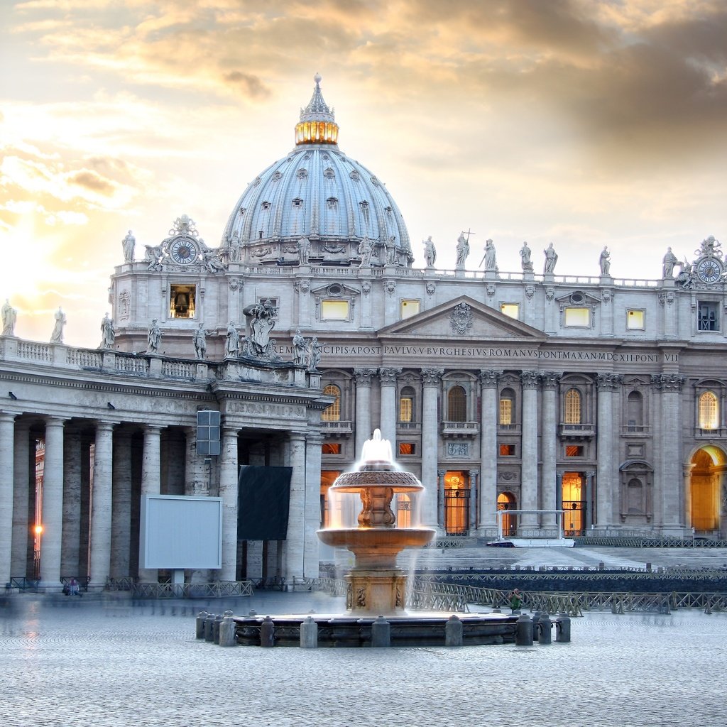 Обои фонтан, италия, здания, ватикан, собор святого петра, fountain, italy, building, the vatican, st. peter's cathedral разрешение 3888x2592 Загрузить