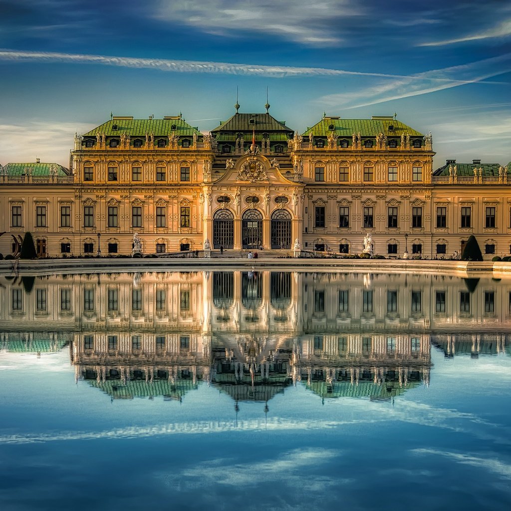 Обои вода, отражение, австрия, вена, бельведер, water, reflection, austria, vienna, belvedere разрешение 2048x1354 Загрузить