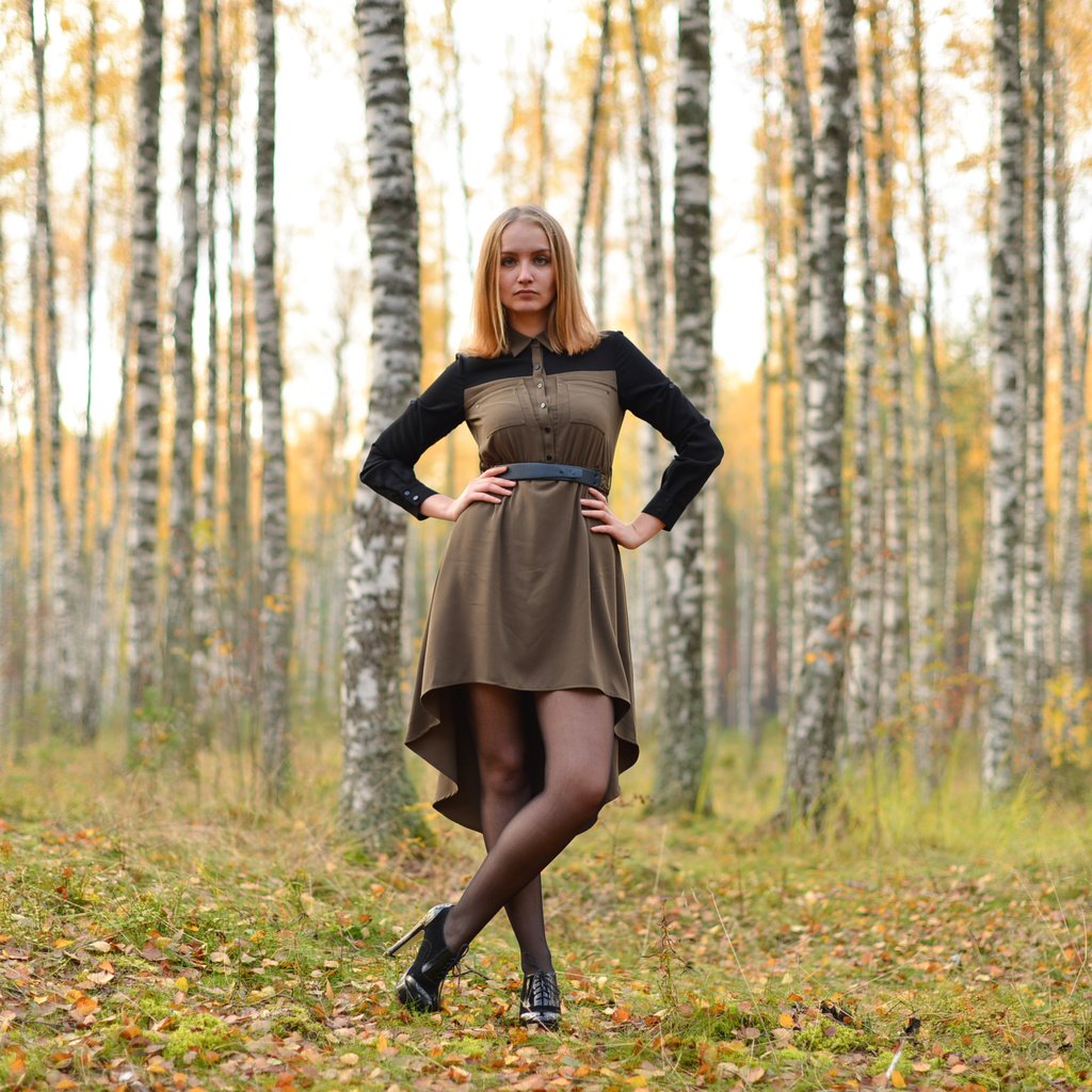 Обои лес, платье, березы, осень, модель, рыжеволосая, forest, dress, birch, autumn, model, redhead разрешение 3008x2008 Загрузить