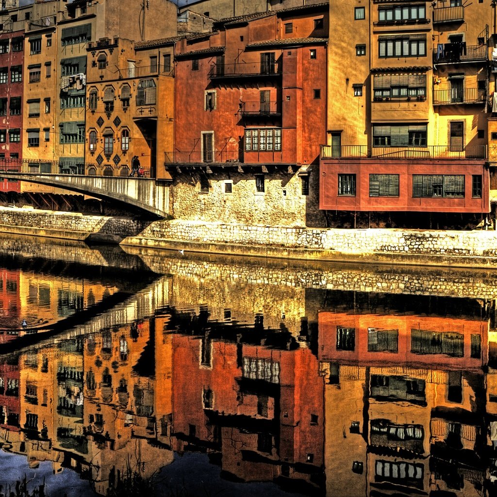 Обои отражение, мост, италия, флоренция, река арно, reflection, bridge, italy, florence, the arno river разрешение 5634x2652 Загрузить