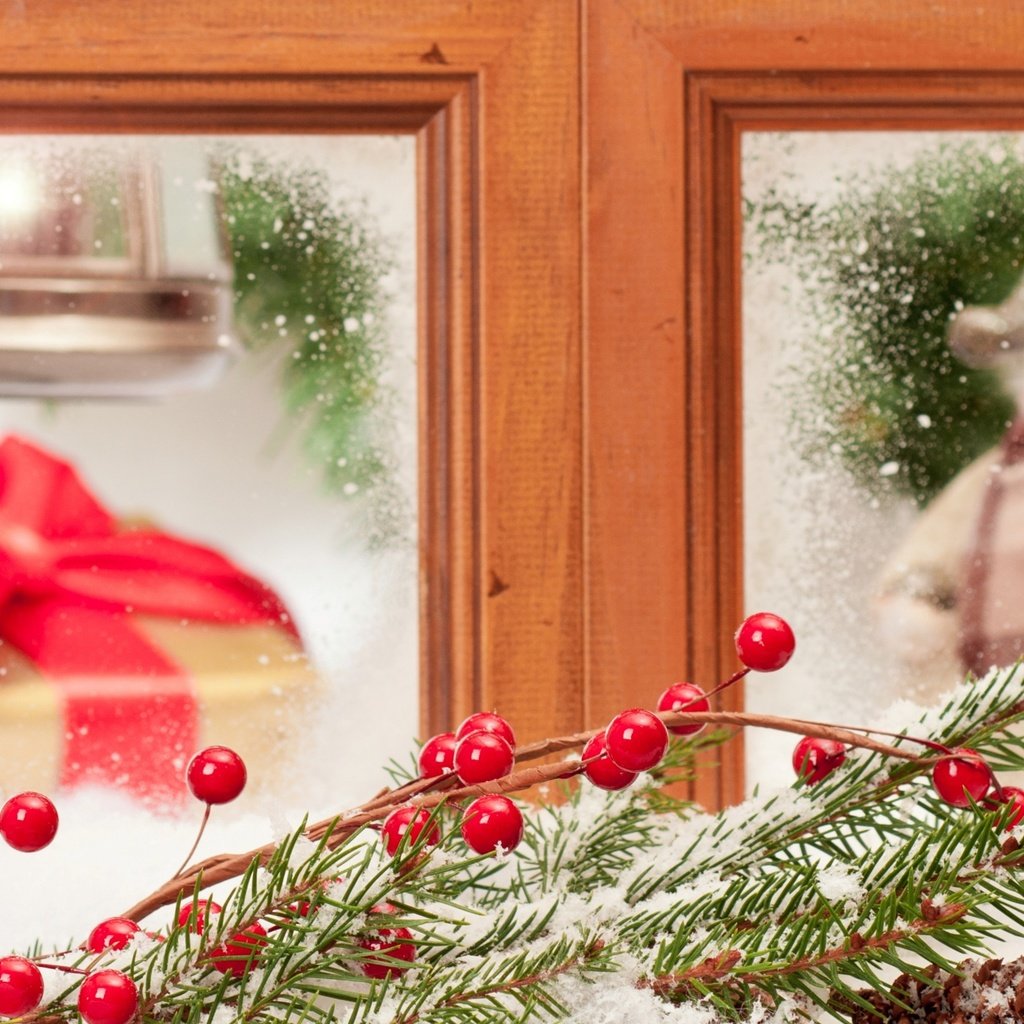 Обои новый год, елка, окно, подарок, рождество, new year, tree, window, gift, christmas разрешение 2880x1800 Загрузить