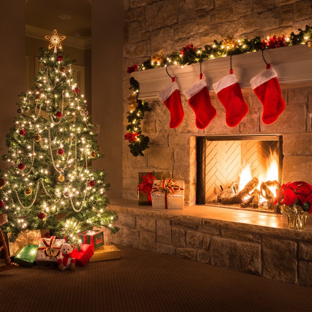 Обои новый год, елка, подарки, праздники, камин, рождество, гирлянда, new year, tree, gifts, holidays, fireplace, christmas, garland разрешение 5582x3725 Загрузить
