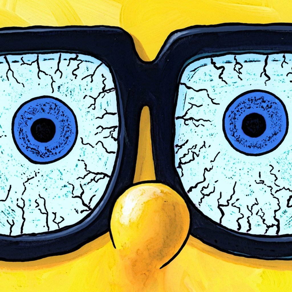 Обои глаза, взгляд, очки, губка, спанч боб, eyes, look, glasses, sponge, spongebob разрешение 3840x2160 Загрузить