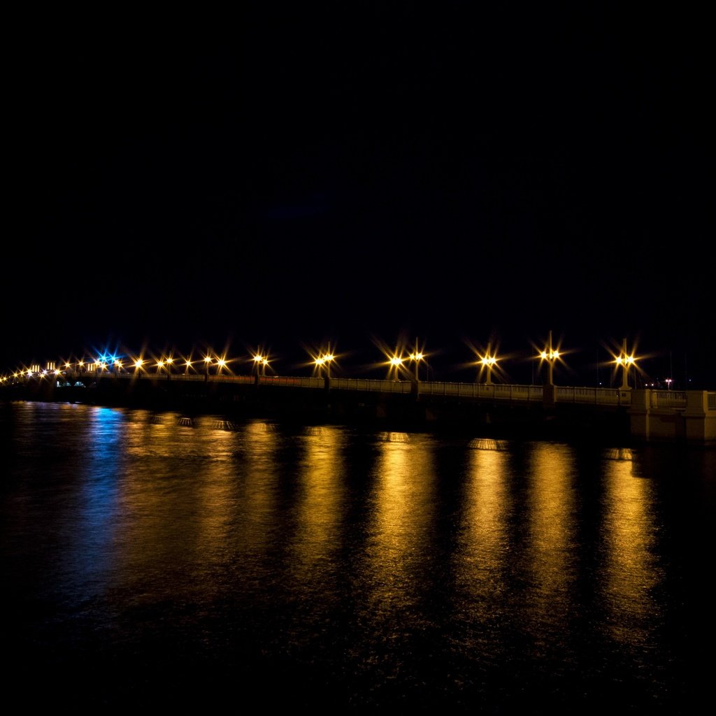 Обои ночь, огни, отражение, мост, night, lights, reflection, bridge разрешение 5184x3456 Загрузить