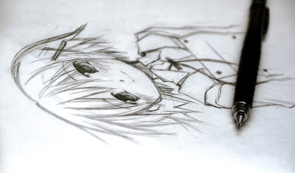 Обои рисунок, карандашный рисунок, hidamari sketch, yuno, figure, pencil drawing разрешение 1920x1200 Загрузить