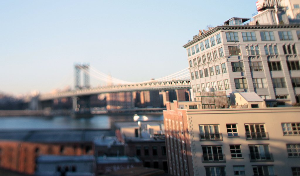 Обои нью-йорк, tilt-shift, бруклинский мост, new york, brooklyn bridge разрешение 1920x1200 Загрузить