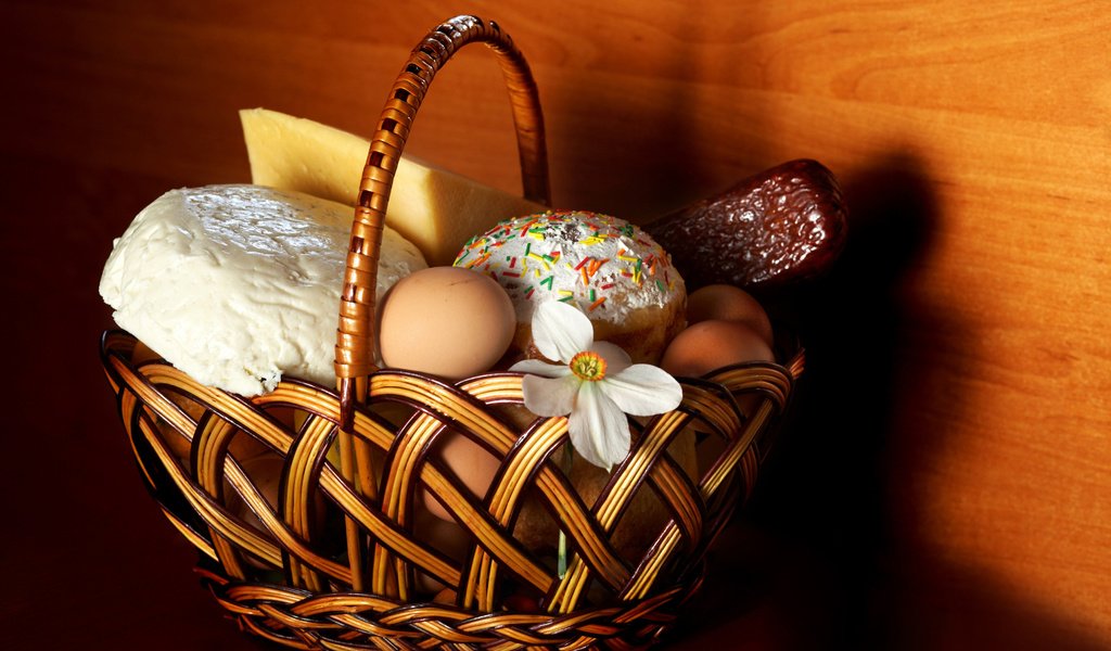 Обои цветы, корзина, пасха, кулич, flowers, basket, easter, cake разрешение 3964x2684 Загрузить