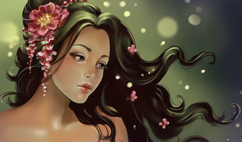 Обои цветы, девушка, волосы, ветер, flowers, girl, hair, the wind разрешение 1920x1200 Загрузить