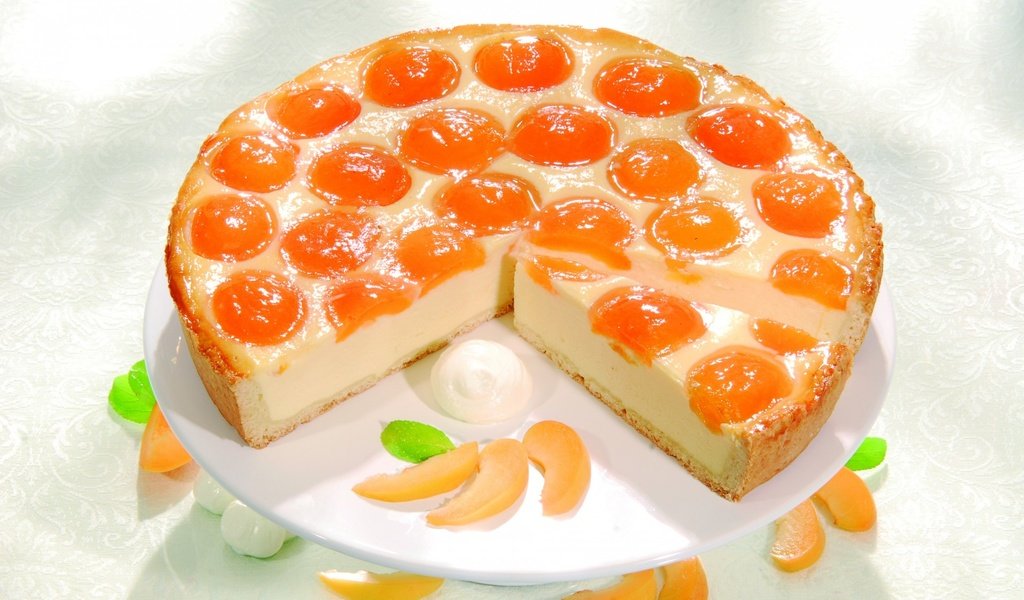 Обои выпечка, торт, пирог, чизкейк абрикосовый, cakes, cake, pie, cheesecake apricot разрешение 1920x1200 Загрузить