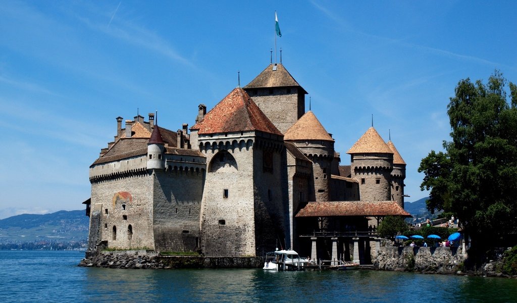 Обои замок, швейцария, шильонский, château de chillon, castle, switzerland, chillon разрешение 3050x1936 Загрузить