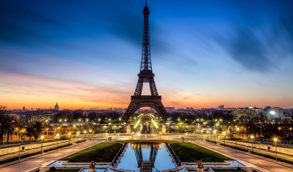 Обои вечер, париж, франция, эйфелева башня, la tour eiffel, франци, the evening, paris, france, eiffel tower разрешение 2560x1600 Загрузить