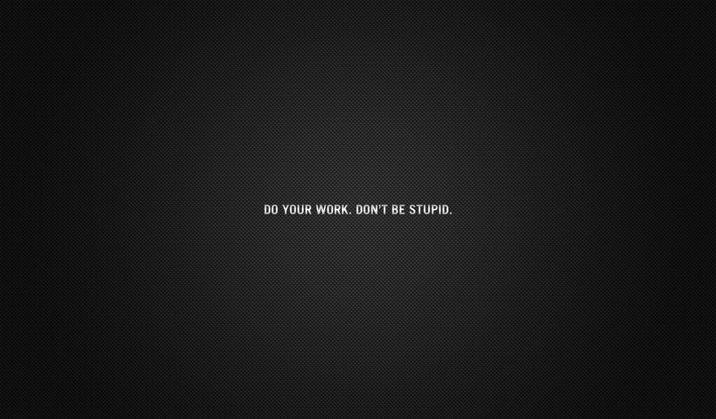 Обои do your work. don`t be stupid, do your work. don't be stupid разрешение 1920x1200 Загрузить