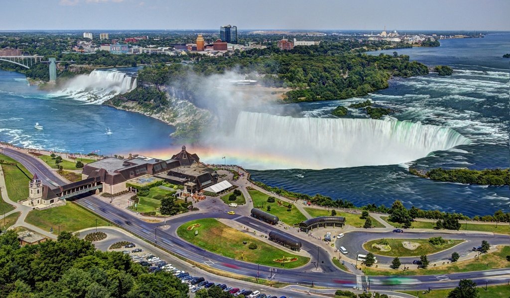 Обои панорама, радуга, канада, онтарио, ниагарский водопад, водопад., panorama, rainbow, canada, ontario, niagara falls, waterfall. разрешение 1920x1200 Загрузить