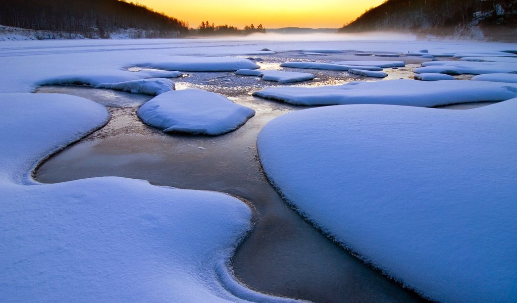 Обои река, снег, зима, river, snow, winter разрешение 1920x1080 Загрузить