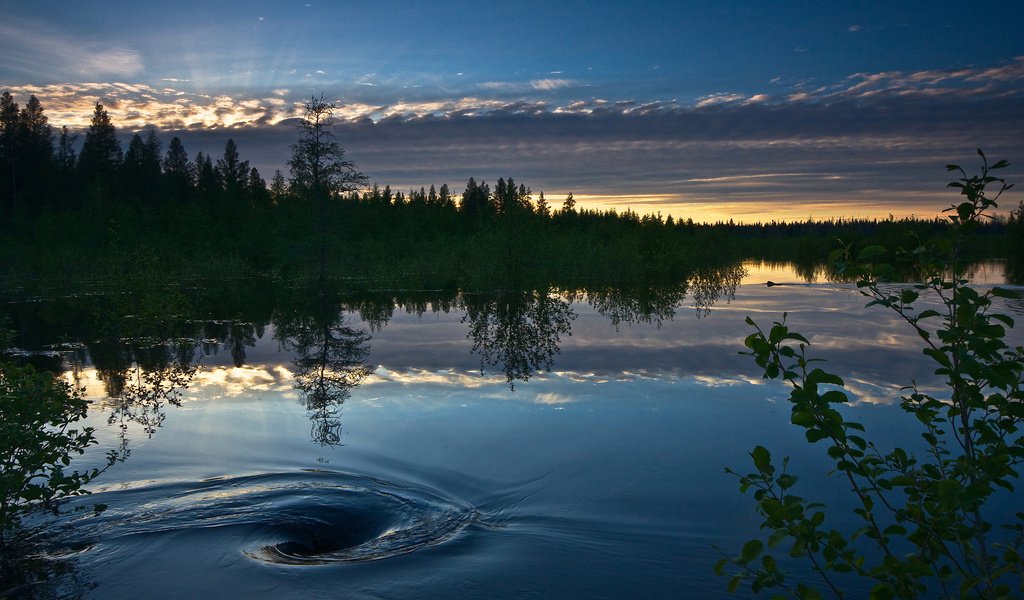 Обои озеро, закат, lake, sunset разрешение 2560x1600 Загрузить