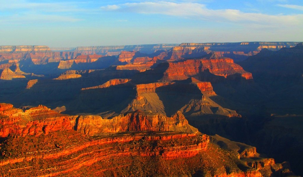 Обои горы, закат, каньон, сша, аризона, grand canyon national park, mountains, sunset, canyon, usa, az разрешение 2048x1314 Загрузить