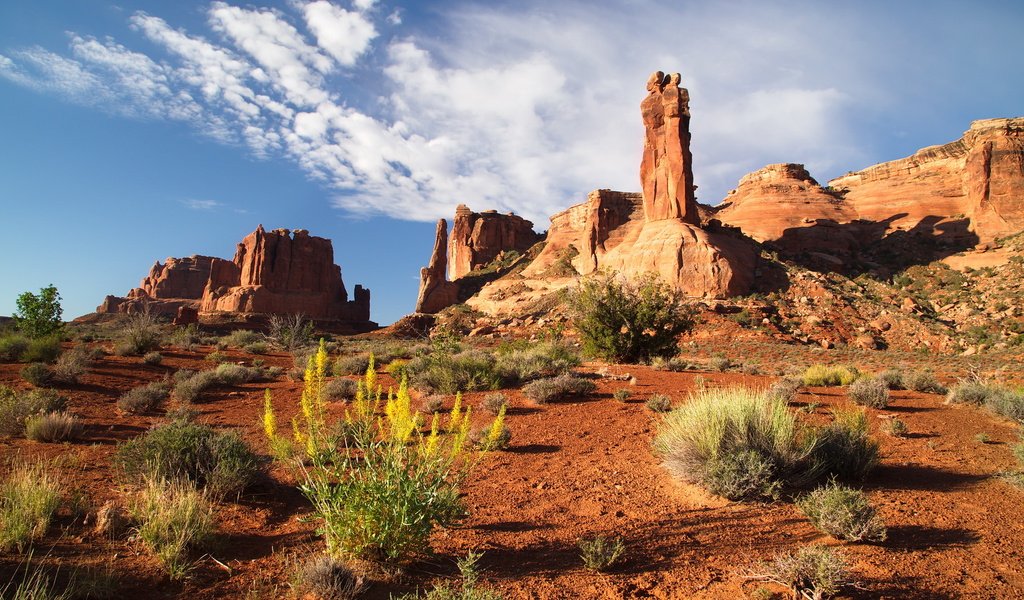 Обои скалы, пустыня, каньон, сша, юта, национальный парк арки, rocks, desert, canyon, usa, utah, arches national park разрешение 2048x1365 Загрузить