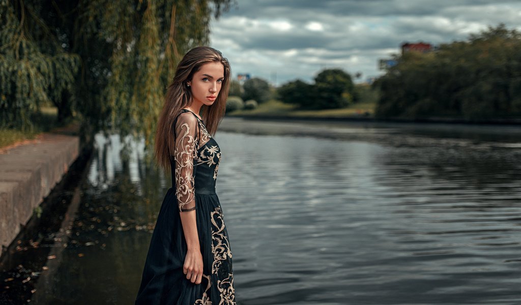 Обои река, девушка, платье, взгляд, волосы, черное, мила будаева, river, girl, dress, look, hair, black, mila budaeva разрешение 2048x1151 Загрузить