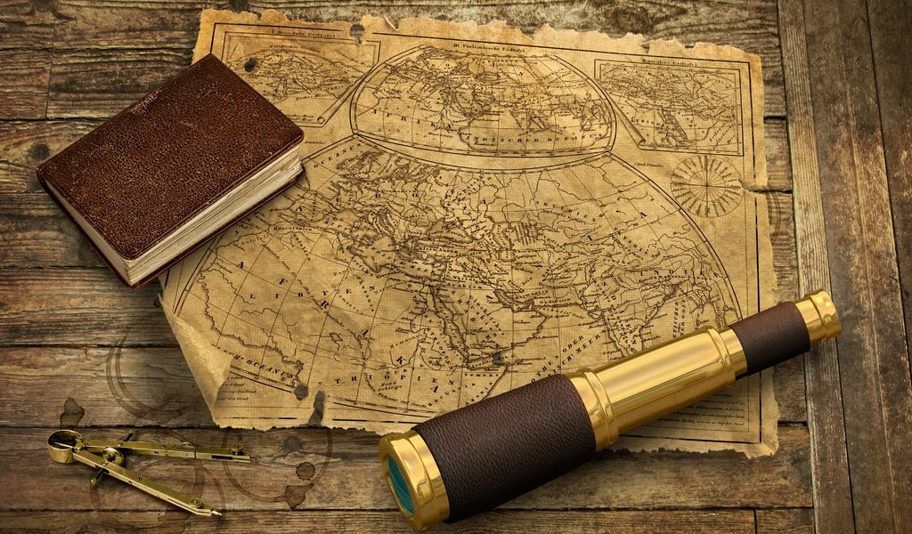 Обои море, винтаж, карта, подзорная труба, блокнот, sea, vintage, map, spyglass, notepad разрешение 4104x2932 Загрузить